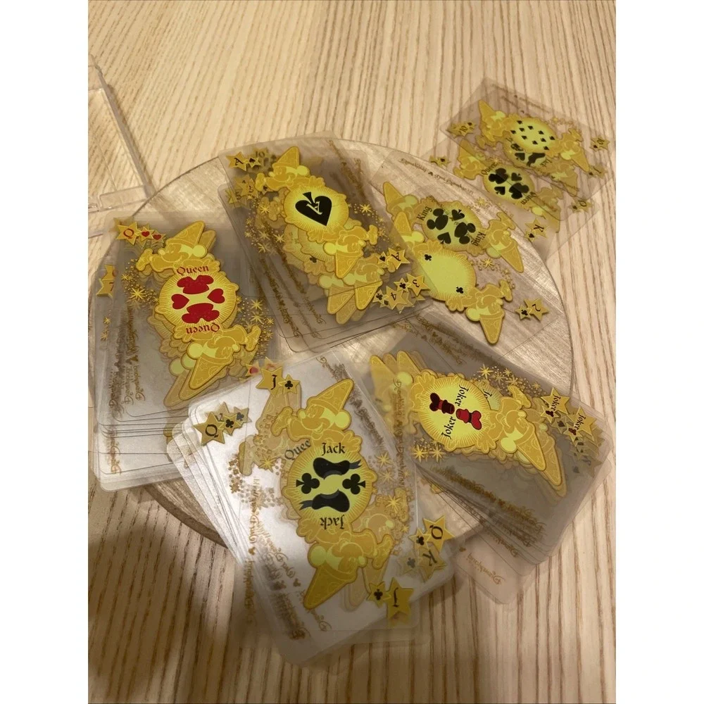 Disneyland Mickey Fantasia Clear Waterproof Plastic Playing Cards IN HARD CASE